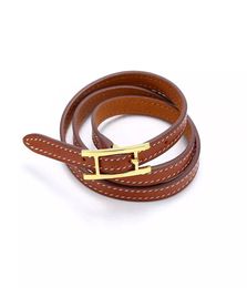 leather bracelet brand Jewellery stainless steel h bracelet designer Jewellery women bangles circle three times leather friendship bra7457090