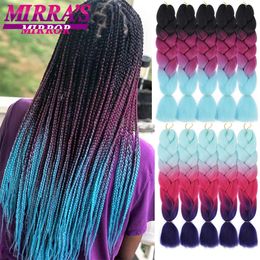 Ombre Braiding Hair 5 Bundles Colourful Jumbo Braiding Hair 24Inch Synthetic Braid Hair for Women Purple Red Blue Braid 240430