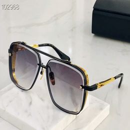 mens sunglasses men sunglasses limited edition SIX men design K gold retro square frame crystal cutting lens with grid detachable with box 218a