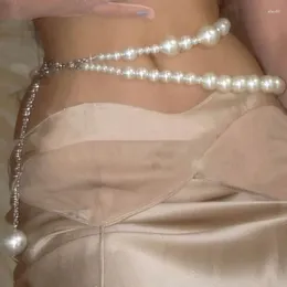 Belts Sexy Geometric Pearl Waist Chain For Women Double Layer Beads Belt Party Streetwear Summer Strapless Elegant Body Jewelry