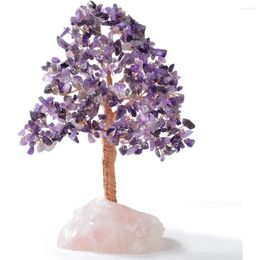 Decorative Flowers Gemstone Tree Rose Quartz Base Flower Decoration Fake Plants Artificial For Home Decor Garden Decorations Plant Festive