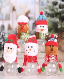 Plastic Candy Jar Christmas Theme Small Gift Bags Xmas Candys Box Cans Crafts Home Party Decorations for New Year kids Giftsa294025379