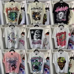 Hell Star Rappe Mens and Womens T-shirt Rapper Singer Wash Heavy Craft Couple Same Short Sleeve Top Street Retro Hell Designer S-xl Cortezs Shirt Street Shirt 555