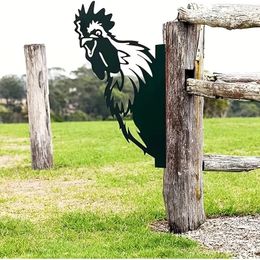 Garden Decorations Charming Durable Iron Chicken Silhouette - Easy Install For Fence Farm & Home Decor