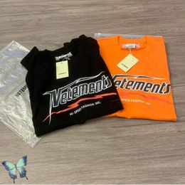 Men's Plus Tees Summer T Shirt Black Orange Cotton Embroidery Short Sleeve T-Shirts for Women 286O