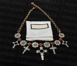 Colorful Rhinestone Pendants Necklace Shiny Crystal Copper Chain Luxury Letter Women Valentines Annivesary Gifts Gorgeous Jewelry 2012036