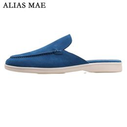 2024 new style suede Half slippers summer outdoor flat leather casual Mules slippers Fashion beach sandals