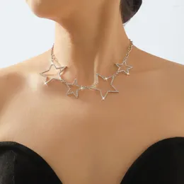 Chains Women Star Shape Choker Necklace Shining Rhinestones Inlaid Clavicle Retro Elegant Geometric Gift