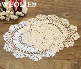 Round Retro Crochet Lace Doilies Floral Placemat Coasters Home Coffee Shop Table Design Decorative Crafts Home Textiles 30CM D19013700004