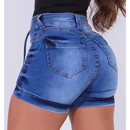 Women's Jeans Wepbel High Waist Hip Raise Denim Shorts Washed Drawstring Skinny Women Summer Pencil Short Pants Sexy