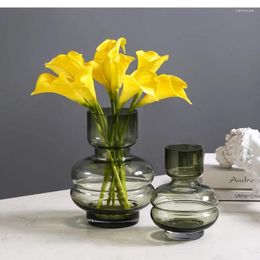 Vases Light Luxury Glass Vase Transparent Flower Arrangement Dried Accessories Modern Minimalist Home Living Room Decorations