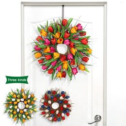 Decorative Figurines 17 Inch Simulation Long Leaf Garland Wall Hanging Door Decoration Rose Artificial Flowers