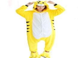 Cute Animal Pyjamas Yellow Tiger Cartoon Cosplay Garment Winter Adult Home Sleep Wear Flannel With Tail Pijama Unisex1414973