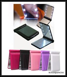 EPACK Lady LED Makeup Mirror Cosmetic 8 LED Mirror Folding Portable Travel Compact Pocket led Mirror Lights Lamps9178292