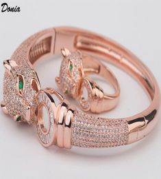 Donia Jewellery luxury bangle European and American fashion exaggerated classic leopard print headband inlaid zircon bracelet ring s7366704