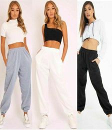 Ladies trousers casual sports pants plain track jogging pants haul two pockets beam hip hop loose cotton sweatpants Stock in USA8085885