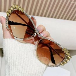 Sunglasses Jeweled Frame Diamond Fashion Oversized Y2K Costume Party Glasses Cat Eye Rhinestone For Women & Men