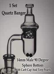 Round Bottom Quartz Banger Nail Set For Smoking 14mm Male 90 degree Dia25mm With Carb Cap And Terp Pearls3246195