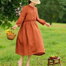 Casual Dresses Linen For Women 2024 Loose Spring Autumn Dress