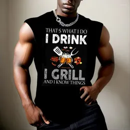 Men's Tank Tops That's What I Do Drink Grill Beer Funny Graphic Oversized Top Fashion Sweat Shirt For Man