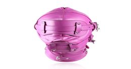 PU Bondage Hood Mask Contain with Anal Dildos Patch Adult Health Care 2 Colours Sex Products for Couples9566632