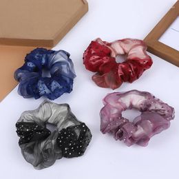 Hair Clips Elegant Organza Intestine Ring Diamonds Yarn Hairwear Women High Grade Styles Ropes Luxury Headflower H908