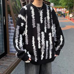 Men's Sweaters 2024 Men Autumn Winter Striped Sweater Tops Male Oversized Loose Knitted Jumper Casual Long Sleeve Pullover I563