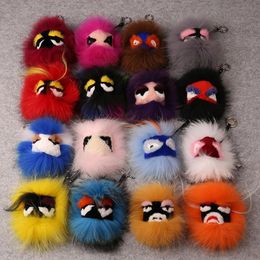 Luxury Real Fur Keychain Accessories Raccoon Owl Pendant Little monsters' Bag Charm Holrder For Car Ornaments Fluffy Chains 289G