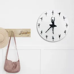 Wall Clocks Ballerina Clock Round Quiet Acrylic Decorative For Living Room Dancing Studio Girls Office Housewarming Gift