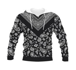 Autumnwinter New 3D Bandana Red Paisley Print Hoodie European and American Men039s Loose Pullover Hoodie 0017830041