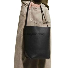 The Row TR Bag Large Capacity Tote Bucket Commuter Bag Litchi Pattern Extremely Simple Shoulder Handbag Open Bucket Bag