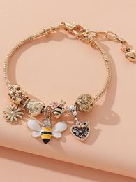 Strand 1pc European And American Creative DIY Bee Pendant Handmade Beaded Bracelet For Women's Daily Versatile Accessories