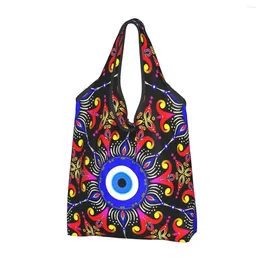 Storage Bags Cute Mediterranean Evil Eye Shopping Tote Portable Turkish Amulet Culture Grocery Shoulder Shopper Bag
