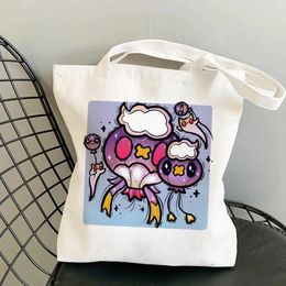 Shopping Bags Student Canvas Tote Bag Reusable Eco Cloth Shopper Bookbag Foldable Fashion Women Shoulder Travel Gift
