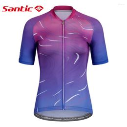 Racing Jackets Santic Women's Cycling Top Short Sleeve Suit Quick Dry Mountain Bike Outdoor Fitness Breathable Sportswear Asian Size