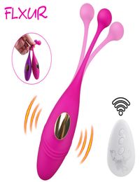 FLXUR Wireless Remote Vibrating Vaginal Ball G Spot Clitoris Stimulator Silicone Dildo Vibrators Panties Adult Sex Toy for Women Y6481805