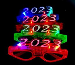 Party Decor LED Light up 2023 Glasses Glowing Flashing Eyeglasses Rave Glow Shutter Shades Eyewear for New Year Kids Adults Sizes24711265