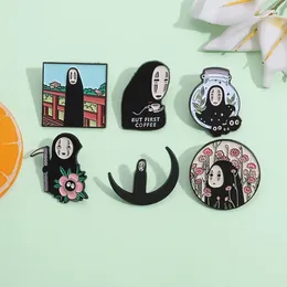 Brooches Cute Black Figure Pin Anime For Women Manga Lapel Pins Badges On Backpack Clothing Accessories Decoration Friend Gift