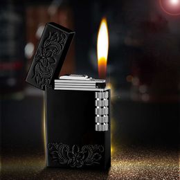 Classic Metal Voice Grinding Wheel Open Flame Lighter Iatable Butane Advertising Lighter