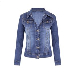 Short Denim Jackets Women autumn Wash Long Sleeve Vintage Casual Jean Jacket Bomber Coat ladies jacket outerwear 240426