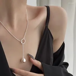 Pendant Necklaces Brushed Small Round Ball Necklace Long Collarbone Chain Luxury Fashion Niche Hundred Accessories Jewellery For Women