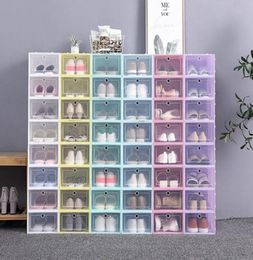 1224Pieces Of Shoe Box Set Foldable Pstic Transparent Storage Boxes Clear Door Home Closet Organiser Case Shelf Stack Dispy 848963776279335