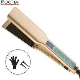 RUCHA Hair Flat Iron Touch Screen Wide Plate Brazilian Keratin Treatment Straightener MCH Fast Heanting 240428