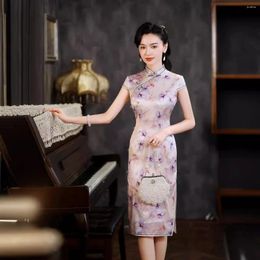 Ethnic Clothing High Quality Real Silk Qipao Cheongsam Top Skirt Dress Artistic Modified Women Vintage