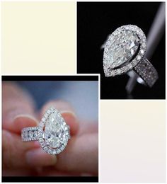 Huitan Novel Engagement Rings for Women Pear Shaped Crystal Cubic Zirconia AAA Dazzling Fashion Accessories Elegant Female Rings X6079668
