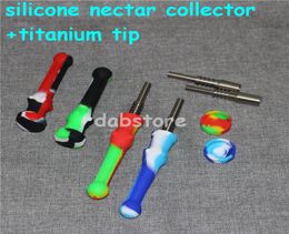 smoking Silicone bong with 14mm titanium Tip Water Transfer Printing Dab Straw hand Pipe6616889