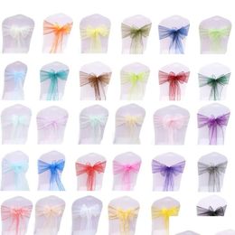 Sashes 50Pcslot Wedding Chair Decoration Organza Knot Bands Bows For Party Banquet Event Decors Drop Delivery Home Garden Te Homefavor Dhwvt