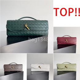 andiamo handbags luxury bags designer bag high quality genuine leather bag for woman handle handbag weaving flap evening bags dark green purses with gold tone