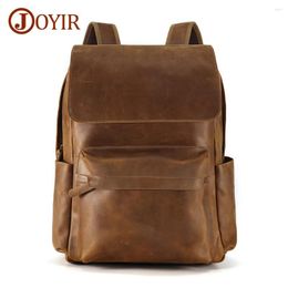 Backpack JOYIR Genuine Leather Retro Men's For Male 15.6 Inch Laptop Bag Large Capacity Business Backpacks Travel Casual Daypack