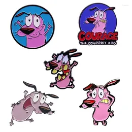 Brooches Courage X Cowardly Dog Enamel Pin Lapel For Clothes On Briefcase Backpack Badge Jewellery Decoration Gifts Friend